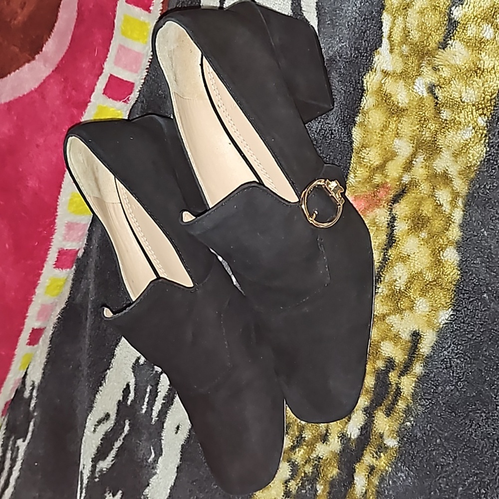 Tory Burch Tess suede low chunk heels